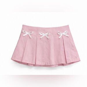 Forever 21 Light Pink Mini Skirt with White Bows Size S